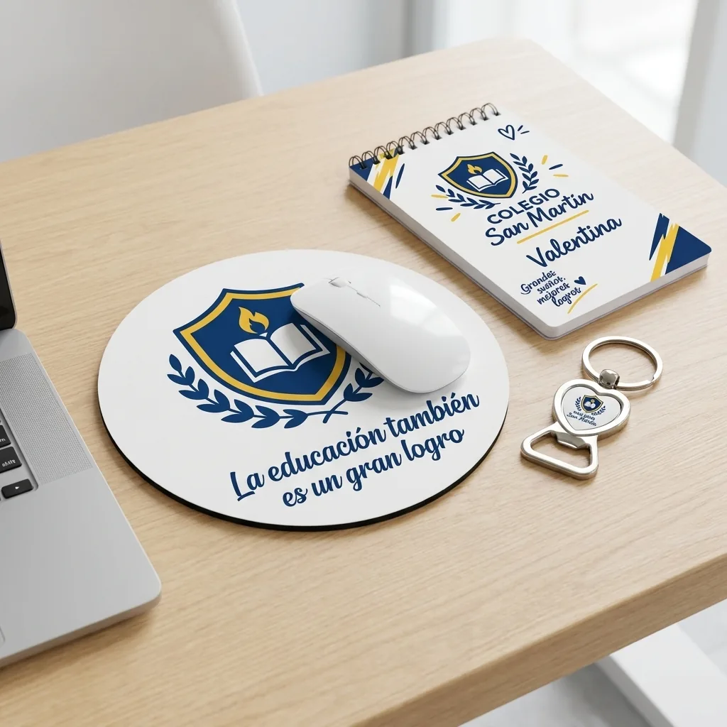 Pad mouse, libreta y llavero personalizados por Triple G
