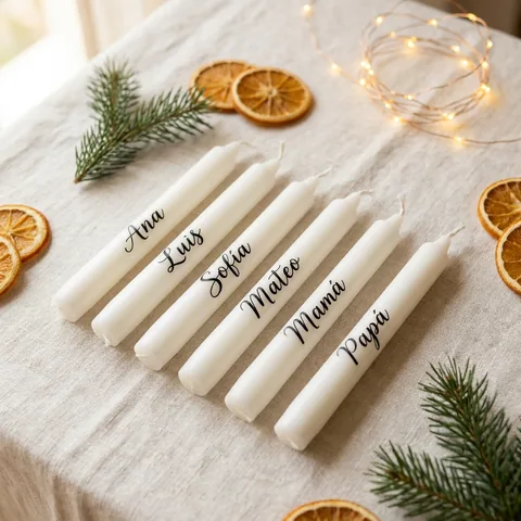 Kit de 20 velas con nombre: 20 velas de 15 cm, cada una con su nombre