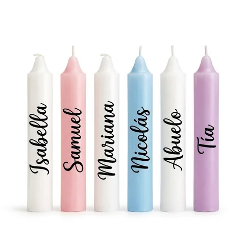 Kit de 10 velas gruesas: 10 velas gruesas de 10,5 cm, cada una con su nombre