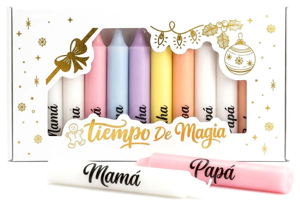 Kit de 10 velas gruesas en caja de regalo
